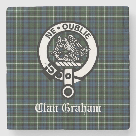 Clan Graham Montrose Tartan & Wappen Steinuntersetzer (Vorderseite)