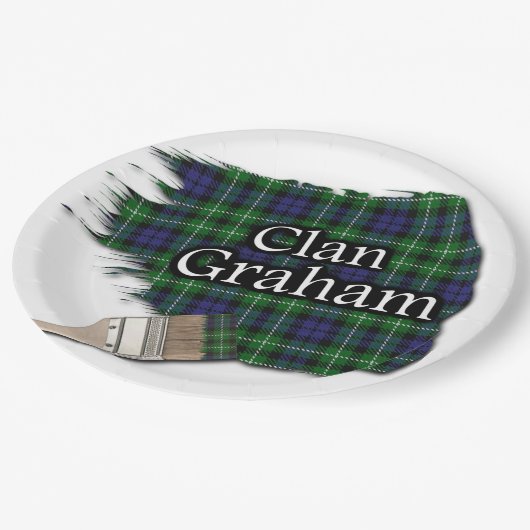 Clan Graham Scottish Tartan Paint Brush Pappteller (Schrägansicht)