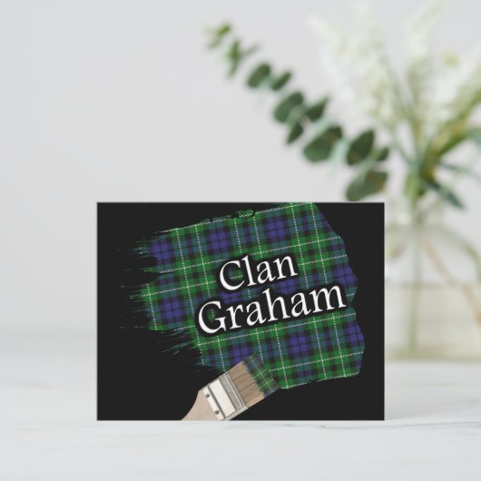 Clan Graham Scottish Tartan Paint Brush Postkarte (Stehend Vorderseite)