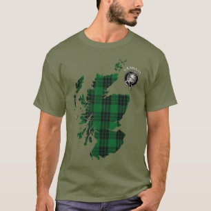 Clan Graham Tartan Karte und Wappen T - Shirt