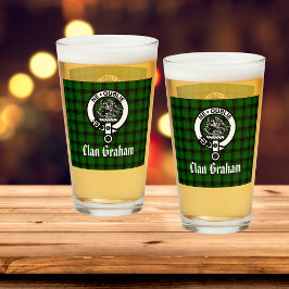 Clan Graham Wappen Abzeichen und Tartan Glas
