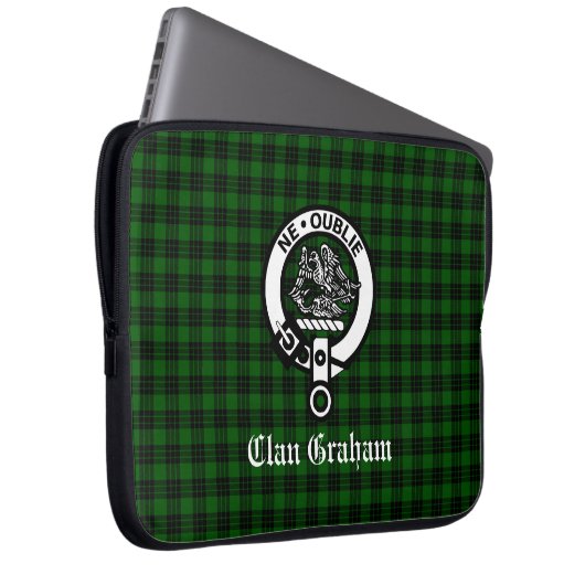 Clan Graham Wappen Abzeichen und Tartan Laptopschutzhülle (Vorne Rechts)