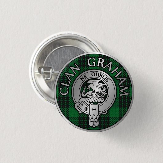 Clan Graham Wappen & Tartan Button (Vorne & Hinten)