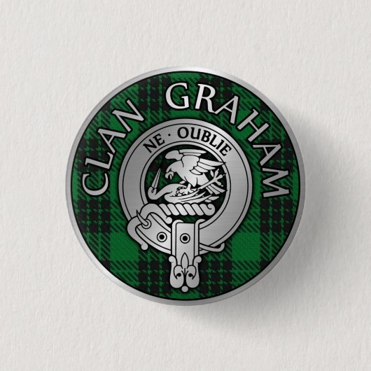 Clan Graham Wappen & Tartan Button (Vorderseite)
