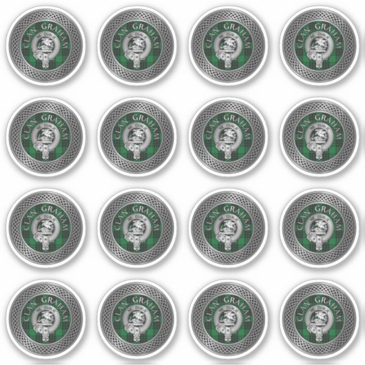 Clan Graham Wappen & Tartan Knot Aufkleber (Vorderseite)