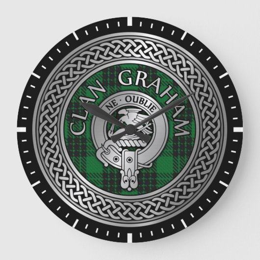 Clan Graham Wappen & Tartan Knot Große Wanduhr (Vorderseite)