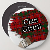 Clan Grant Tartan Paint Brush Button (Vorne & Hinten)