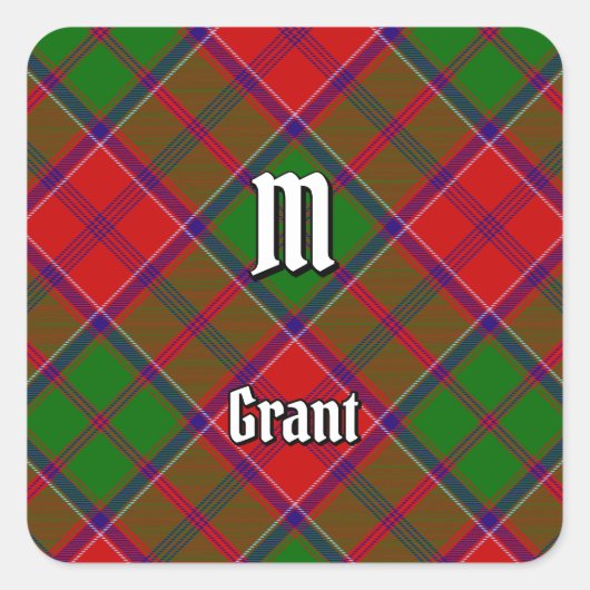 Clan Grant Tartan Quadratischer Aufkleber (Vorderseite)
