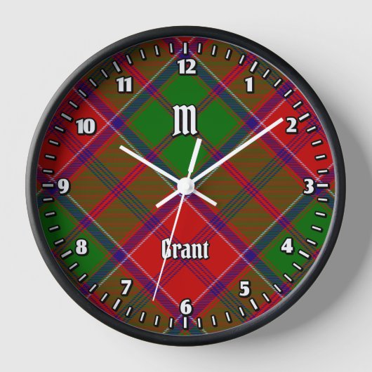 Clan Grant Tartan Uhr (Vorderseite)