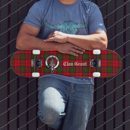 Clan Grant Tartan und Wappen Abzeichen Skateboard (Außenbereich 3)