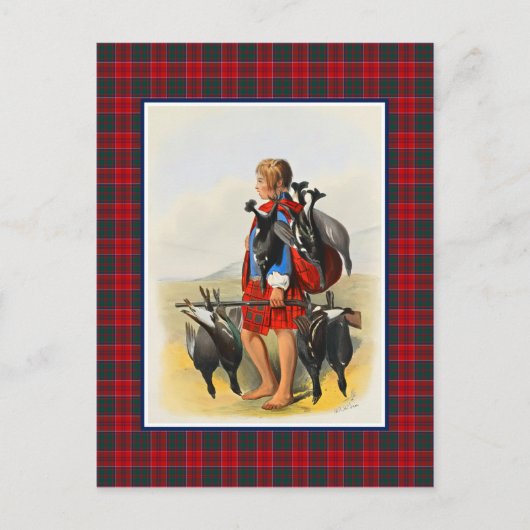 Clan Grant Vintag Illustration Tartan Frame Postkarte (Vorderseite)
