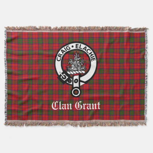 Clan Grant Wappen Abzeichen und Tartan Decke (Vorderseite)