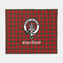 Clan Grant Wappen Abzeichen und Tartan Fleecedecke