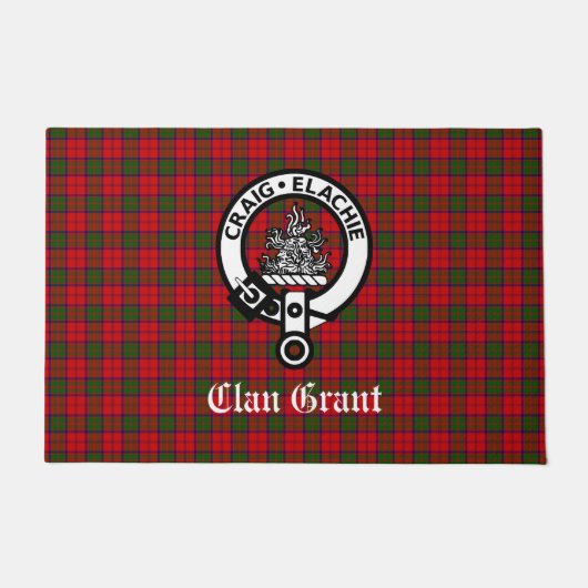 Clan Grant Wappen Abzeichen und Tartan Fußmatte (Vorderseite)
