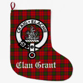 Clan Grant Wappen Abzeichen und Tartan individuell Großer Weihnachtsstrumpf (Vorderseite)