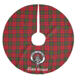 Clan Grant Wappen Abzeichen und Tartan individuell Polyester Weihnachtsbaumdecke