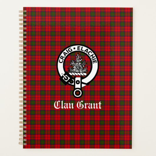 Clan Grant Wappen Abzeichen und Tartan Planer (Vorderseite)