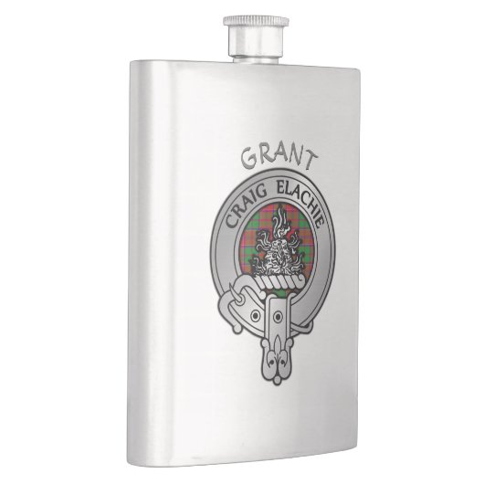 Clan Grant Wappen & Tartan Flachmann (Rechts)