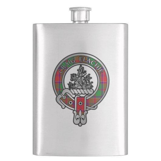 Clan Grant Wappen & Tartan Flask Flachmann (Vorderseite)