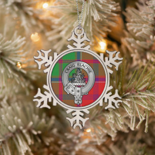Clan Grant Wappen & Tartan Schneeflocken Zinn-Ornament