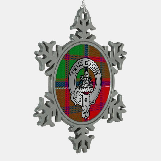 Clan Grant Wappen & Tartan Schneeflocken Zinn-Ornament (Links)