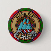 Clan Grant-Wappen über Tartan Button (Vorderseite)