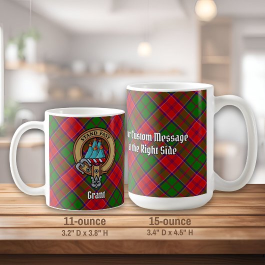 Clan Grant Wappen über Tartan Kaffeetasse