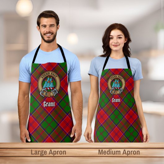Clan Grant-Wappen über Tartan Schürze