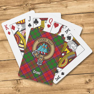 Clan Grant-Wappen über Tartan Spielkarten