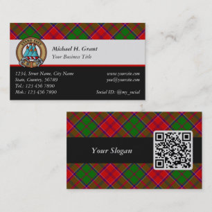 Clan Grant-Wappen über Tartan Visitenkarte