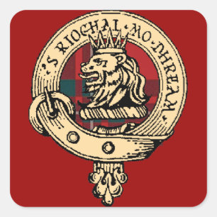 Clan Gregor Abzeichentartan-Aufkleber-Rot Quadratischer Aufkleber