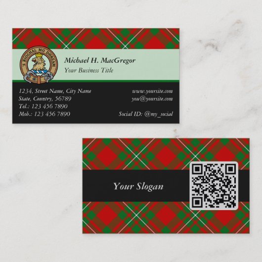 Clan Gregor Tartan Business Card Visitenkarte (Vorne/Hinten)