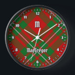 Clan Gregor Tartan Large Clock Uhr<br><div class="desc">Clan Gregor oder MacGregor traditioneller Tartan mit modernen Farben. Nahtloses Muster. Benutzerdefinierter Text und Monogramm.</div>