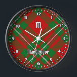 Clan Gregor Tartan Large Clock Uhr<br><div class="desc">Clan Gregor oder MacGregor traditioneller Tartan mit modernen Farben. Nahtloses Muster. Benutzerdefinierter Text und Monogramm.</div>
