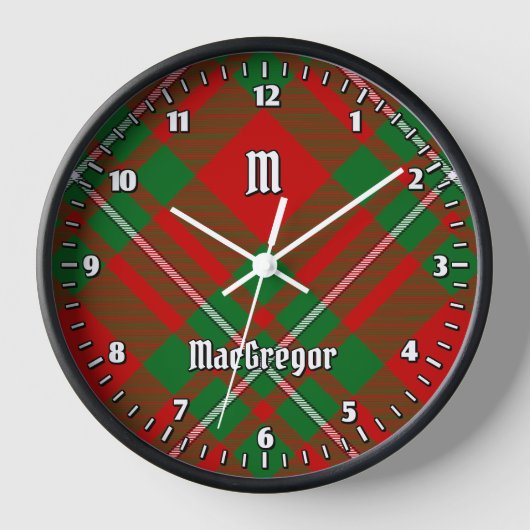 Clan Gregor Tartan Large Clock Uhr (Vorderseite)