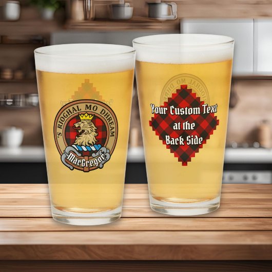 Clan Gregor Wappen über Rob Roy Tartan Glas