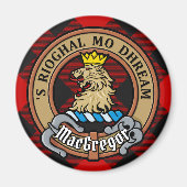 Clan Gregor Wappen über Rob Roy Tartan Magnet (Vorne)