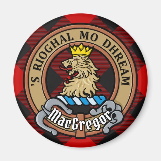 Clan Gregor Wappen über Rob Roy Tartan Magnet (Vorne)