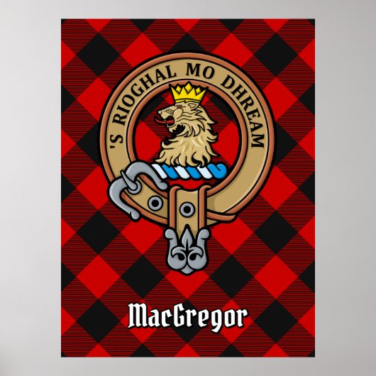 Clan Gregor Wappen über Rob Roy Tartan Poster (Vorne)