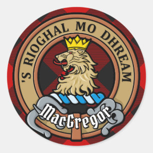 Clan Gregor Wappen über Rob Roy Tartan Runder Aufkleber