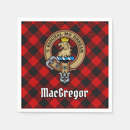 Clan Gregor Wappen über Rob Roy Tartan Serviette (Vorderseite)