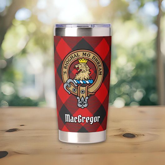 Clan Gregor Wappen über Rob Roy Tartan Thermobecher