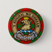 Clan Gregor Wappen über Tartan Button (Vorderseite)