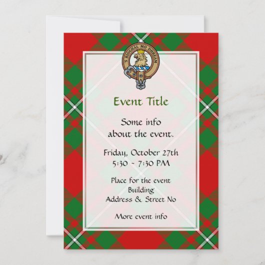 Clan Gregor Wappen über Tartan Einladung (Vorderseite)