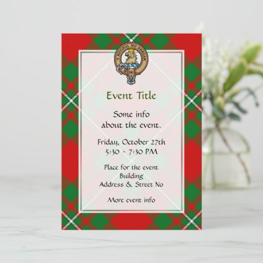 Clan Gregor Wappen über Tartan Einladung (Stehend Vorderseite)