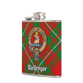 Clan Gregor Wappen über Tartan Flachmann (Links)