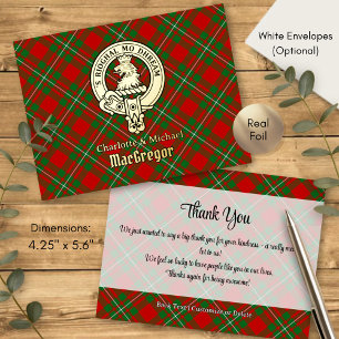 Clan Gregor Wappen über Tartan Folie Einladungspostkarte