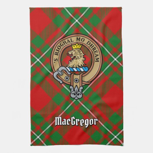 Clan Gregor Wappen über Tartan Küchentuch (Vertikal)