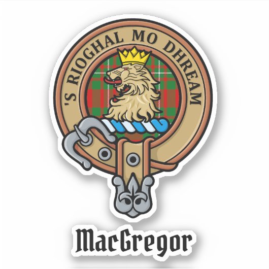 Clan Gregor Wappen über Tartan Sticker (Vorderseite)