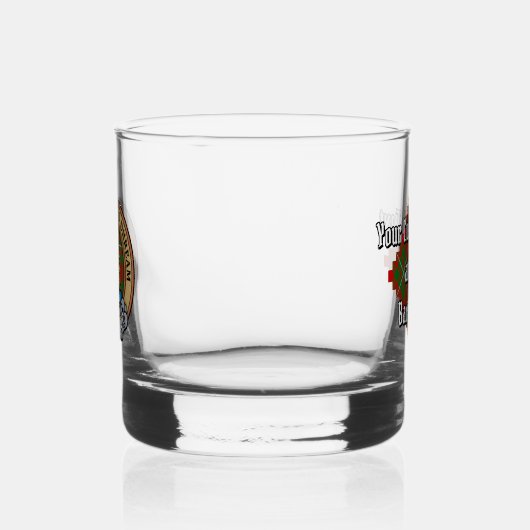 Clan Gregor Wappen über Tartan Whiskyglas (Links)